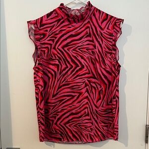 JB by Julie Brown Pink and Charcoal/Brown Zebra Print Blouse